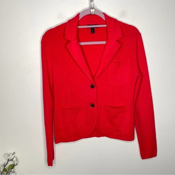 J. CREW Wool Blend Sweater Blazer Cherry Red {X20} - Picture 2 of 6